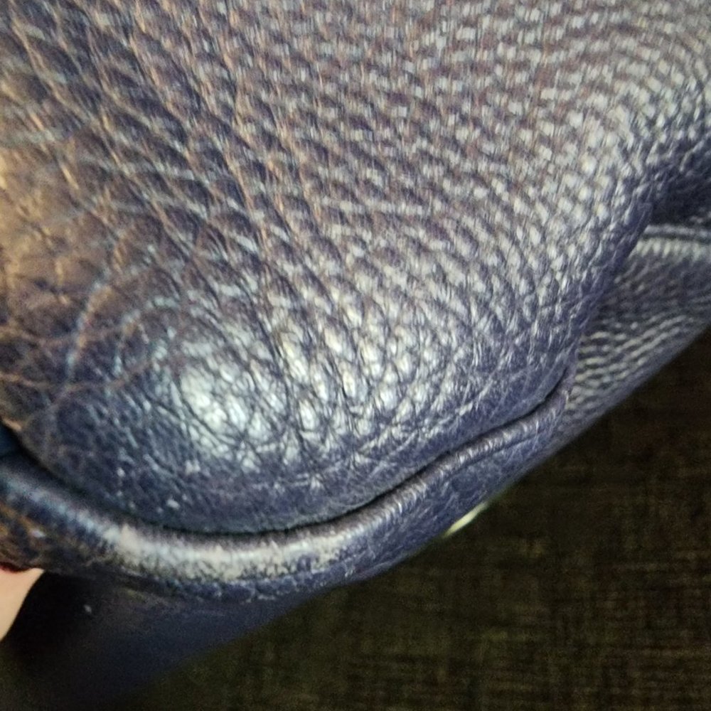 Sam Edelman Navy Blue Leather Satchel with Reversible Studded Shoulder Strap - Picture 10 of 12